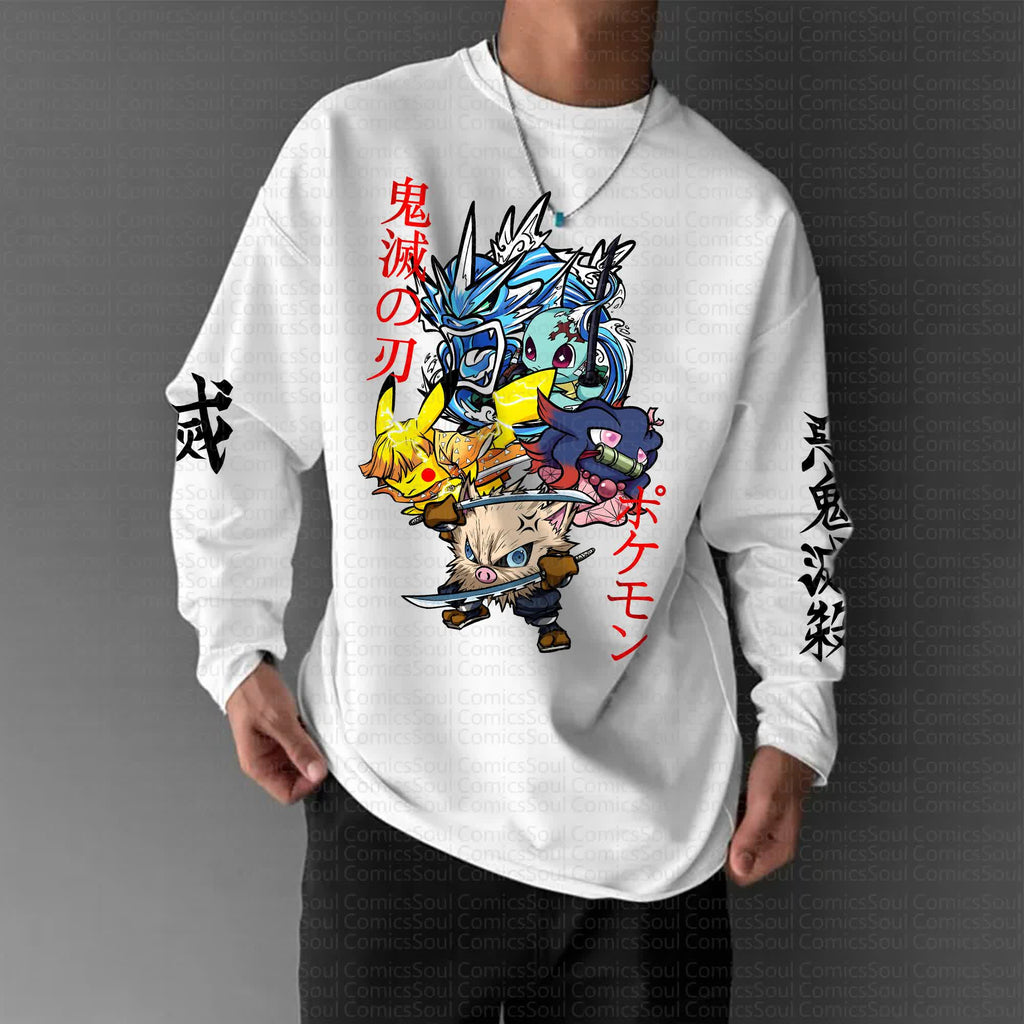 PKM-Unisex Anime Graphic Streetwear Vintage Long-Sleeved T-shirt