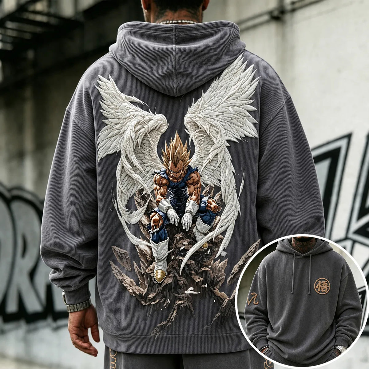 Dragon Ball Unisex Retro Corduroy Hoodie With Anime-style Graphics