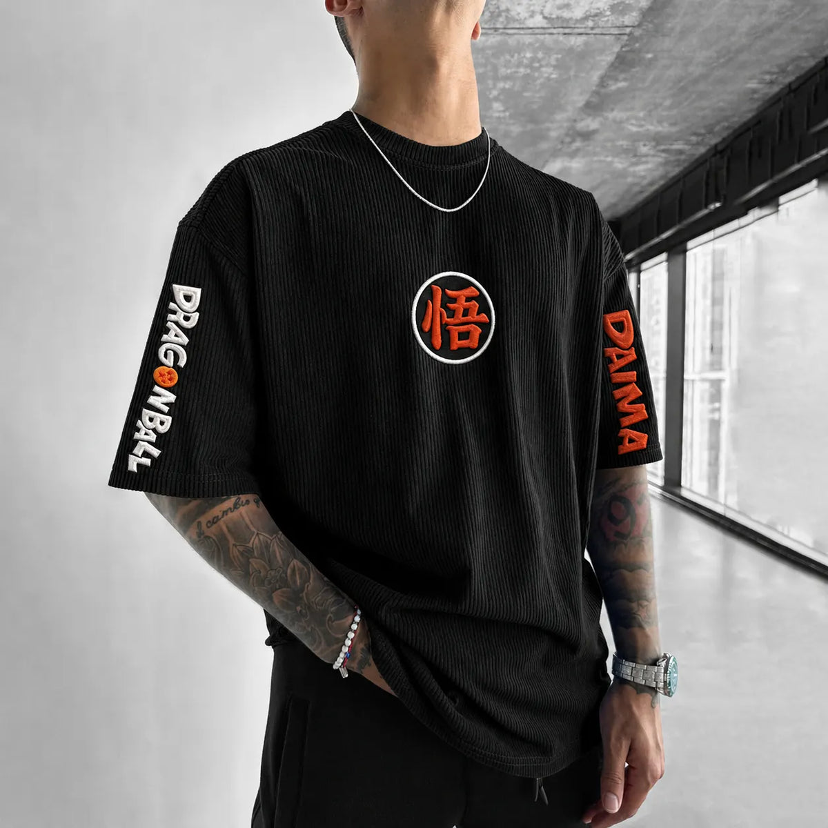 Dragon Ball Unisex Anime-Style Retro Corduroy Oversized T-Shirt