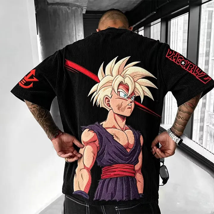 Dragon Ball Anime-Inspired Vintage Waffle Knit T-Shirt