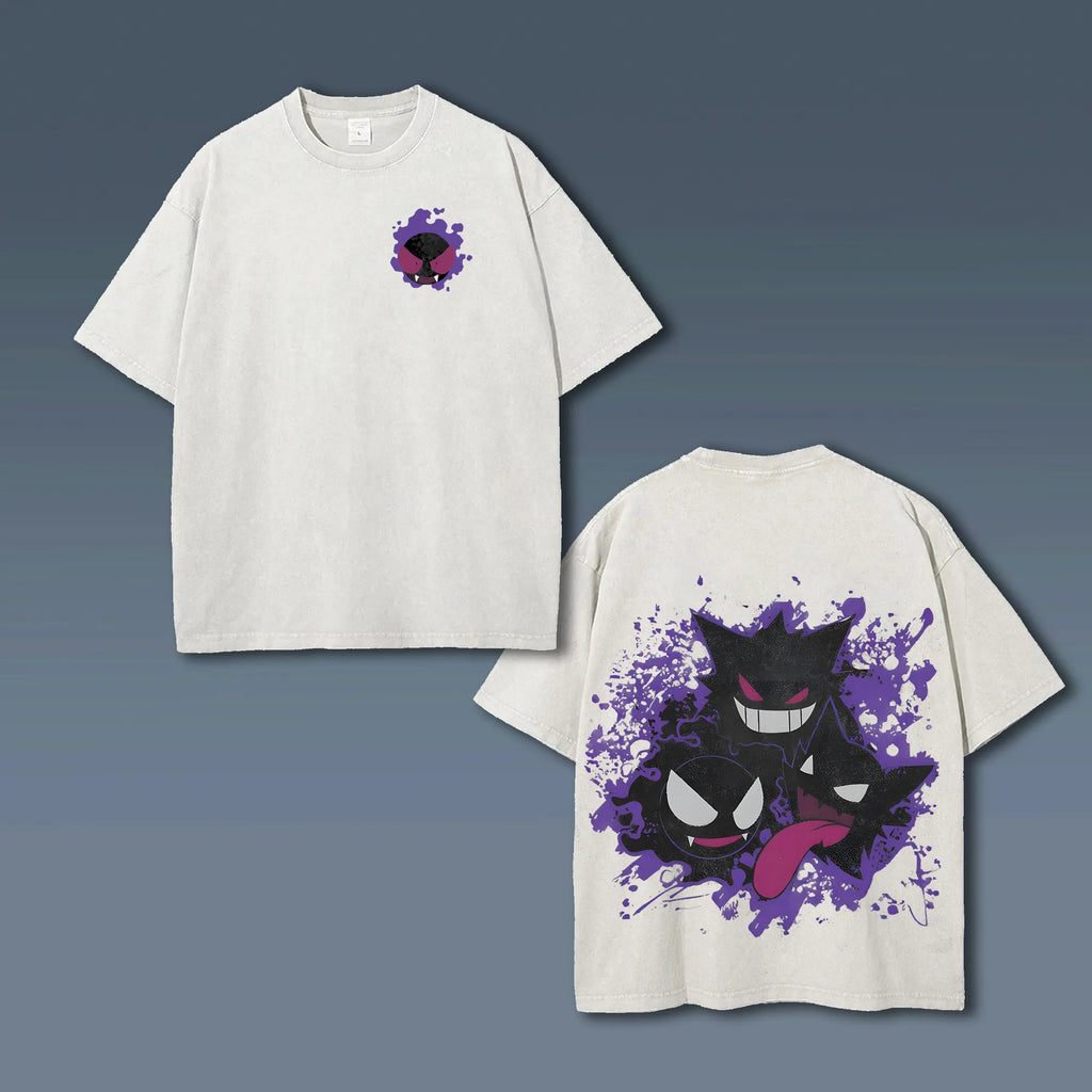 PKM-Unisex Anime Style Vintage Washed T-Shirt
