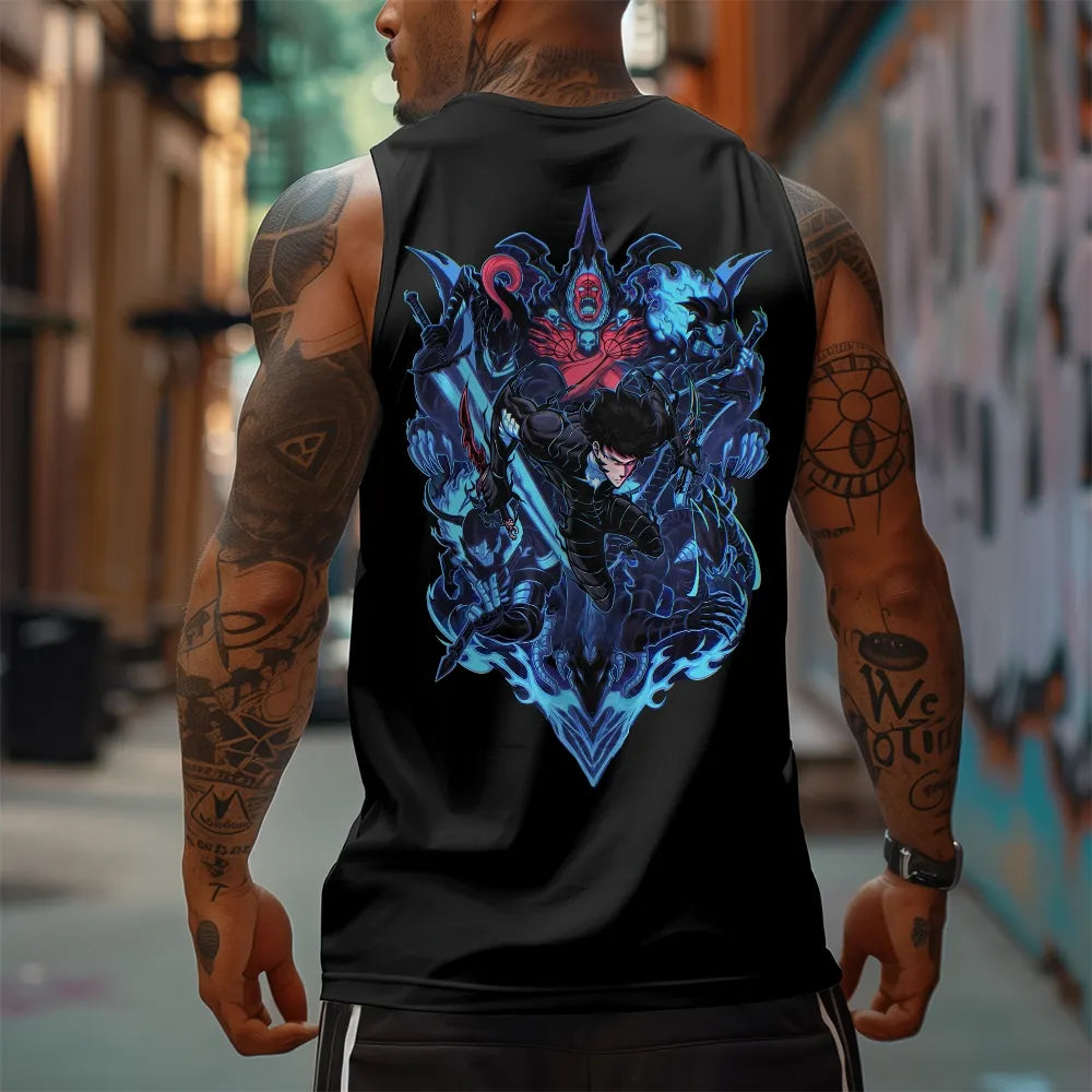 SL-Oversized Anime Print Gym Tank Top