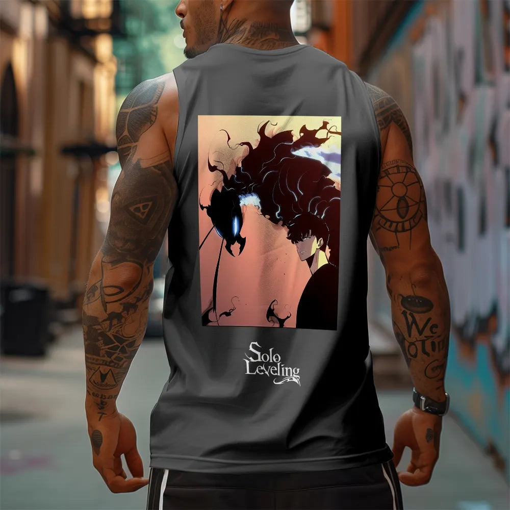 SL-Oversized Anime Print Gym Tank Top