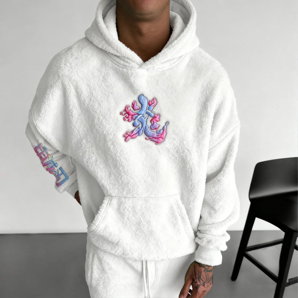 KNY Color-blocked Corduroy Hooded Sweatshirt