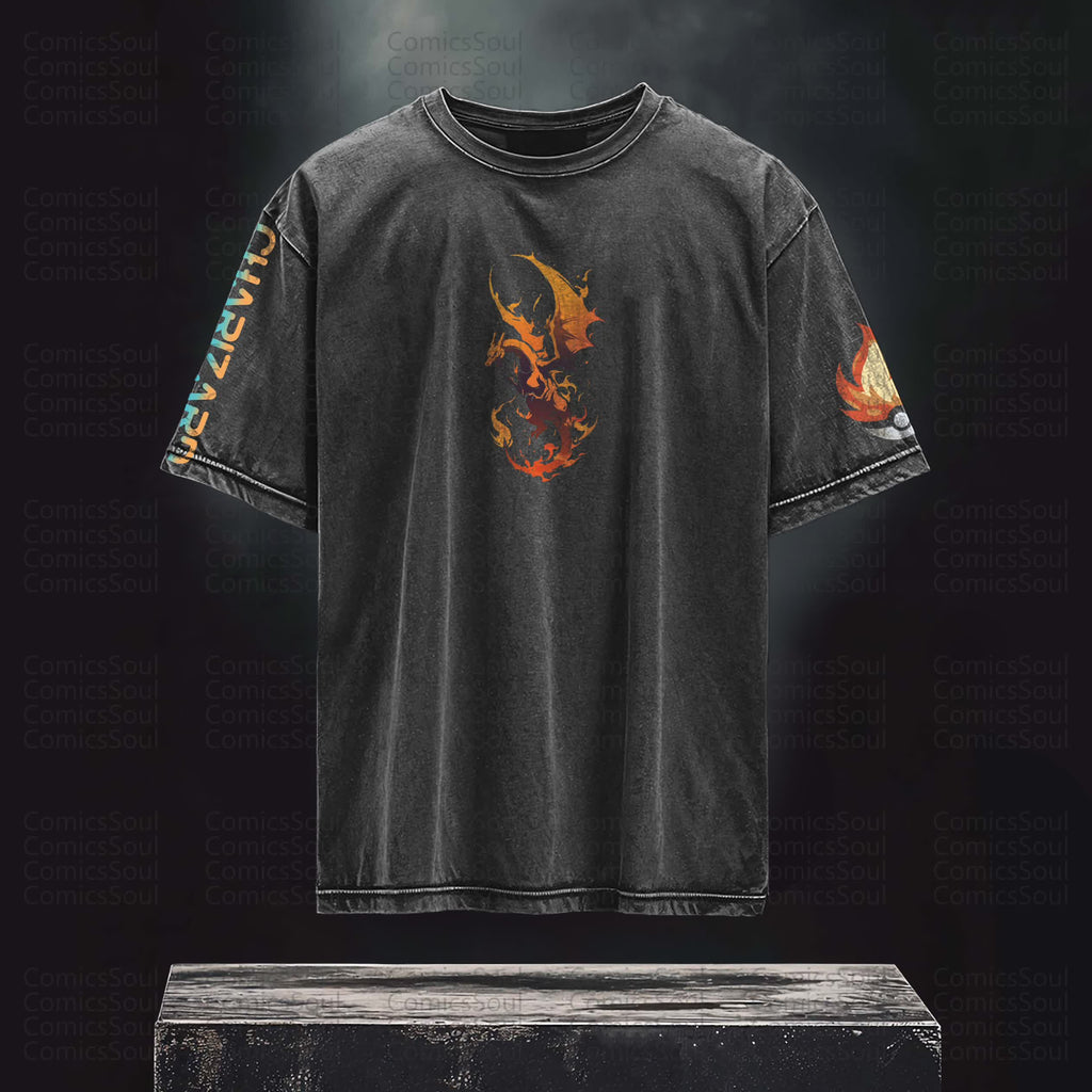 PKM-Unisex Anime Inspired Vintage washed T-Shirt