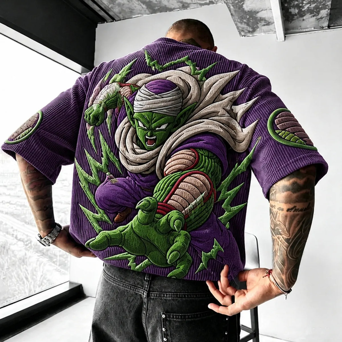 Dragon Ball Unisex Anime-Style Retro Corduroy Oversized T-Shirt