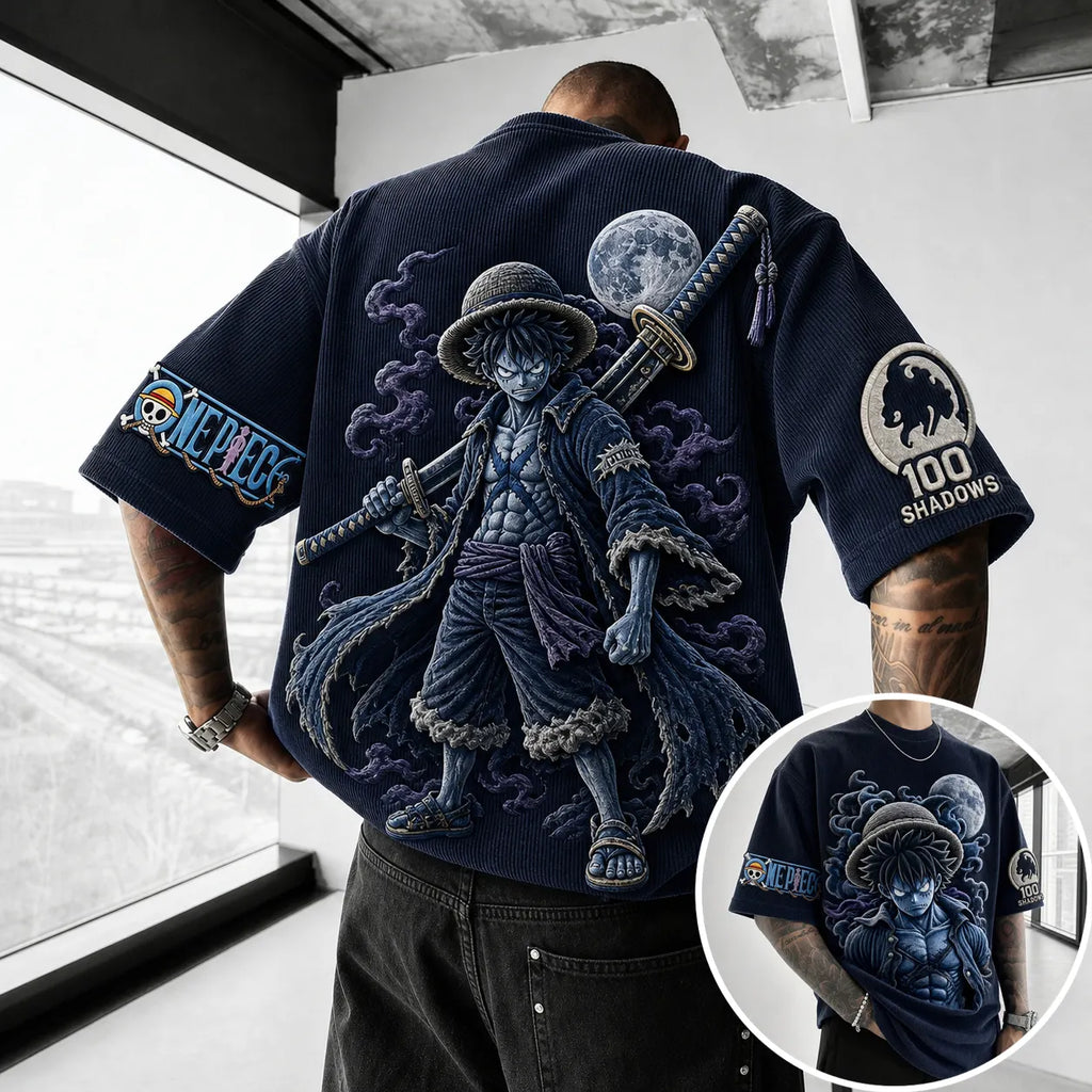One Piece Unisex Short-Sleeve Corduroy T-Shirt With Anime Print