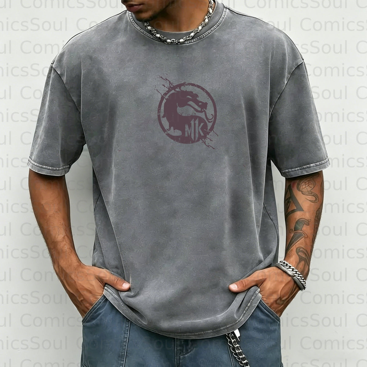 MK-Unisex Anime Inspired Vintage Washed T-Shirt