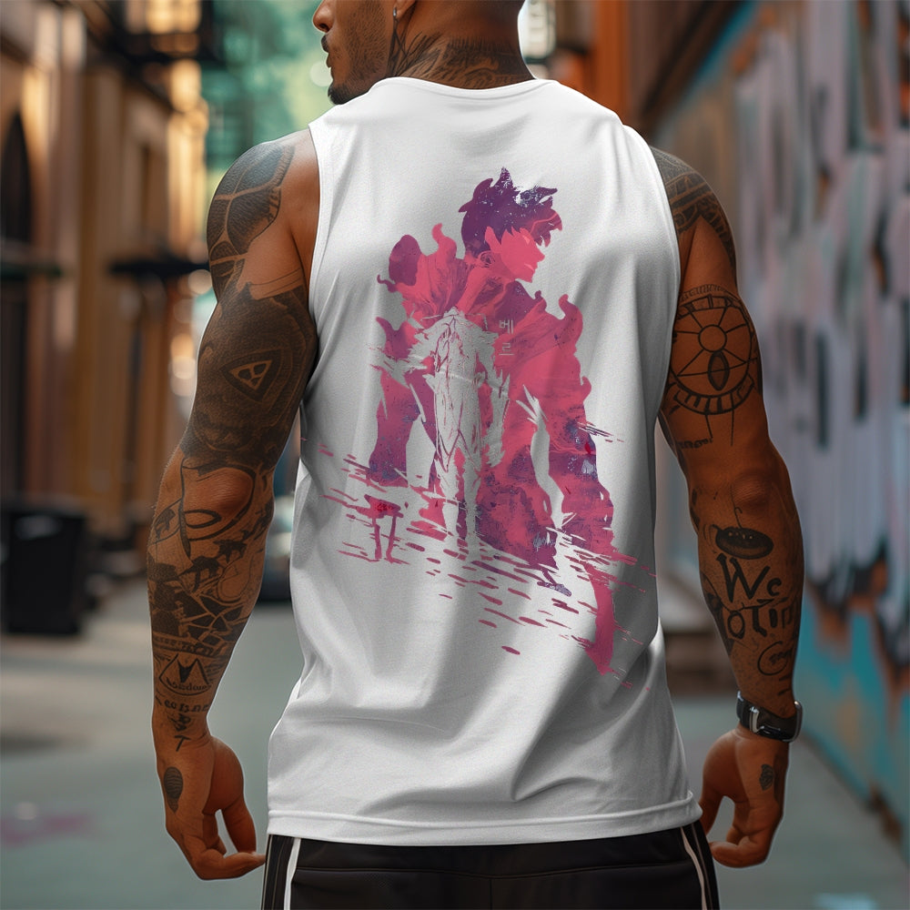 SL-Oversized Anime Print Gym Tank Top