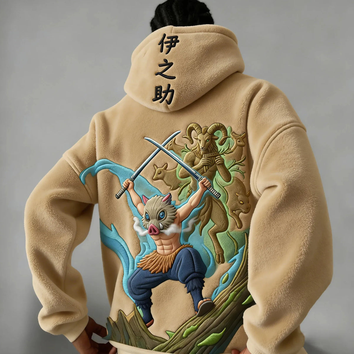 KNY Color-blocked Corduroy Hooded Sweatshirt