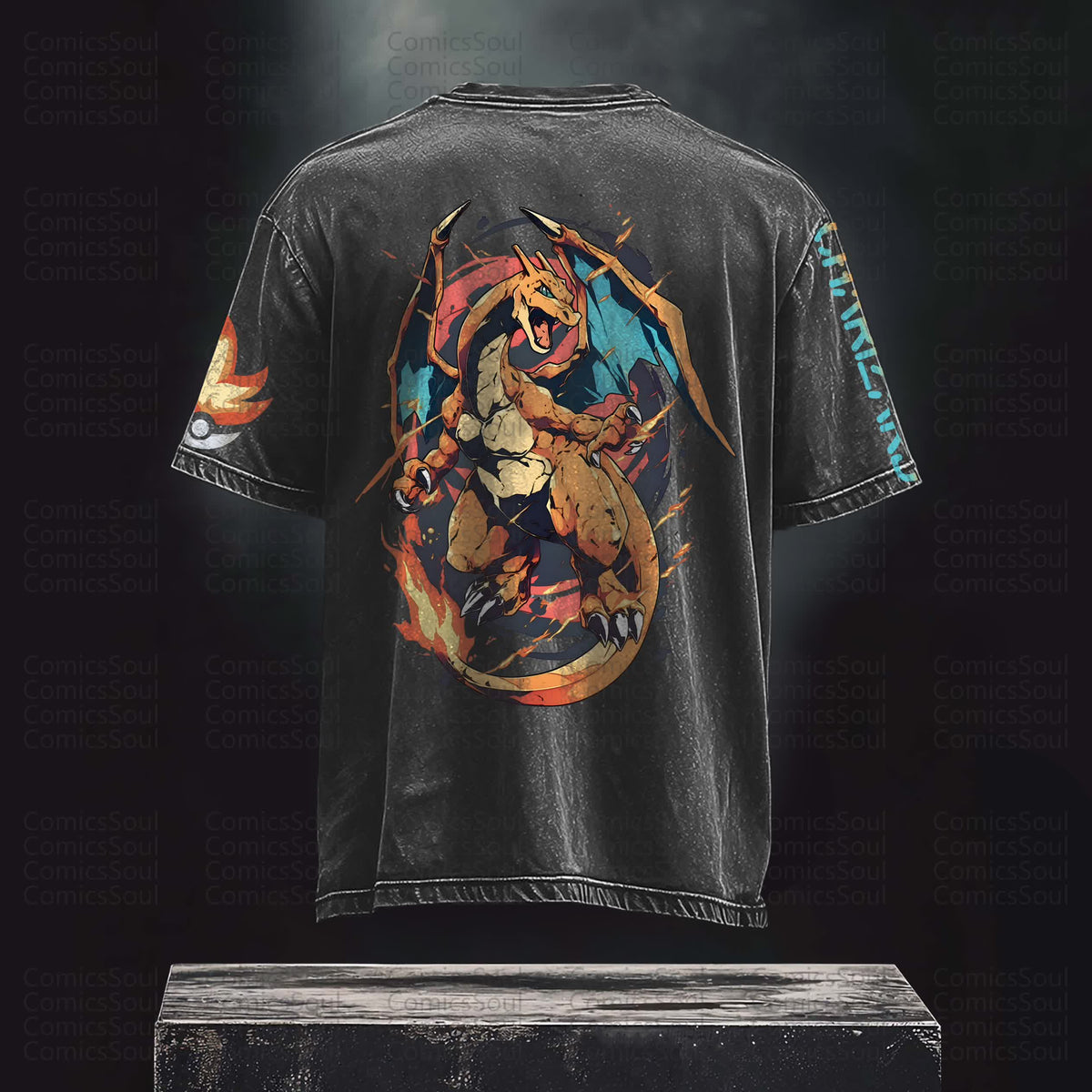 PKM-Unisex Anime Inspired Vintage washed T-Shirt