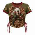 NINDO Women's Slim-Fit Short-Sleeve T-Shirt With Anime Print And Side Drawstrings