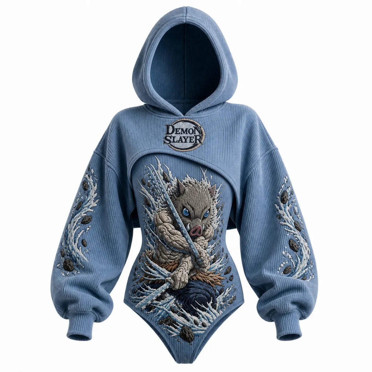 KNY Women's Anime-Print Hooded Romper Set