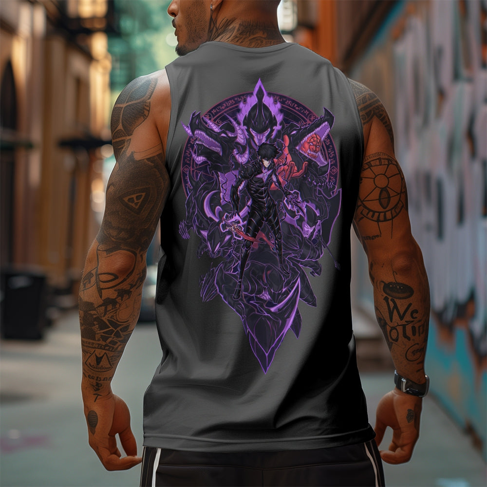 SL-Oversized Anime Print Gym Tank Top