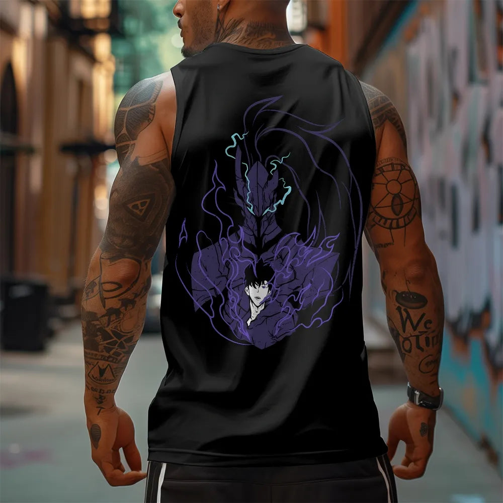 SL-Oversized Anime Print Gym Tank Top