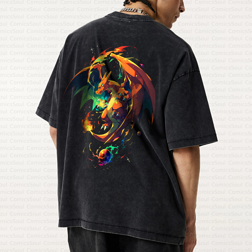 PKM-Unisex Anime Inspired Vintage Washed T-Shirt