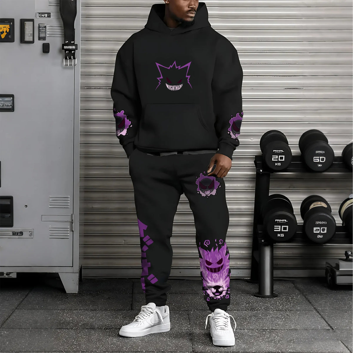 PKM-Unisex Anime 3D Print Fleece Hoodie and Pants Set