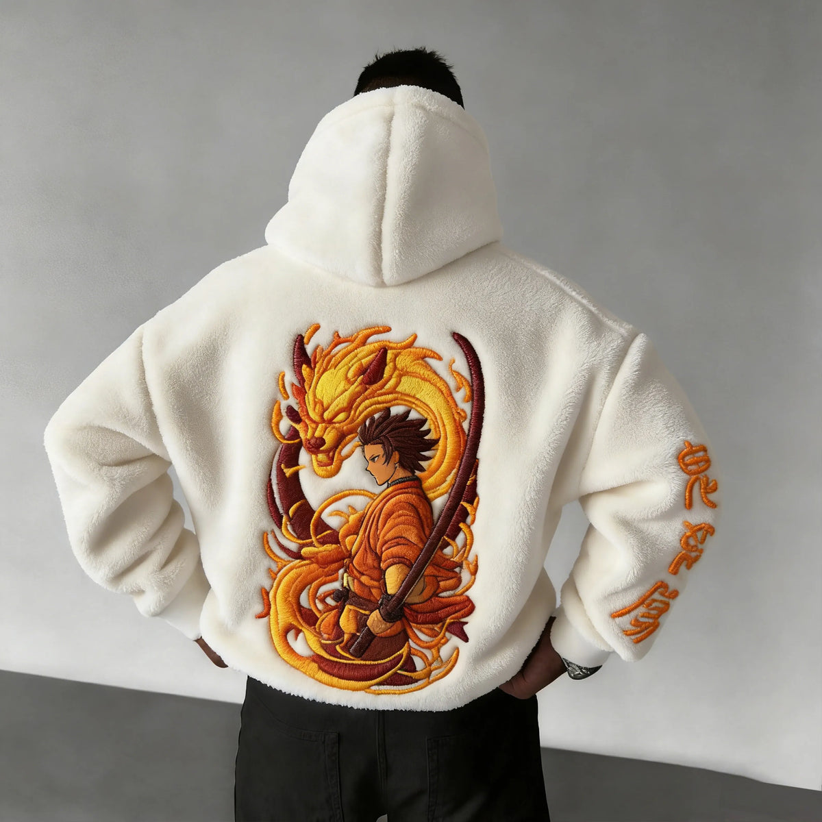 KNY Color-blocked Corduroy Hooded Sweatshirt