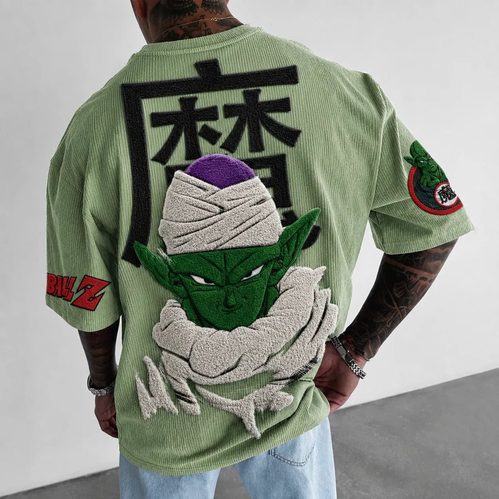 Dragon Ball Unisex Anime-Style Retro Corduroy Oversized T-Shirt