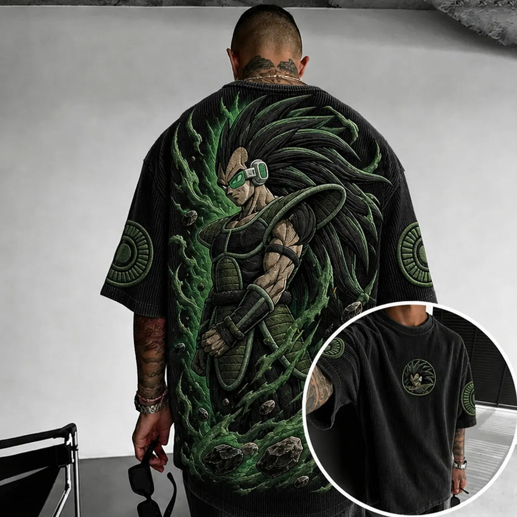 Dragon Ball Unisex Anime-Style Retro Corduroy Oversized T-Shirt