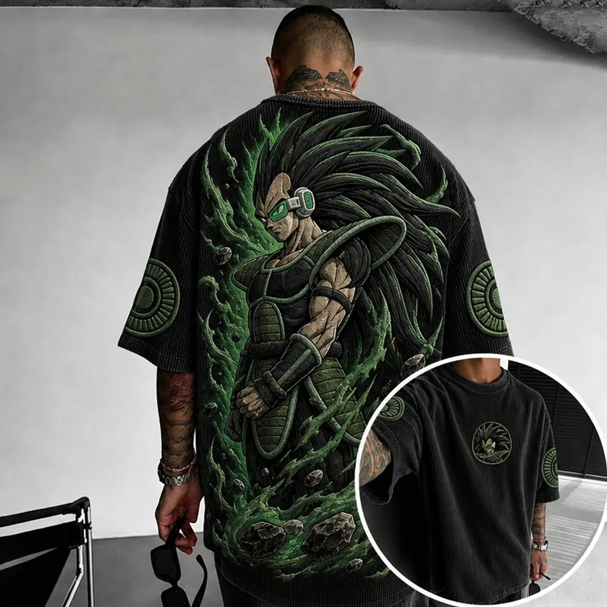Dragon Ball Unisex Anime-Style Retro Corduroy Oversized T-Shirt
