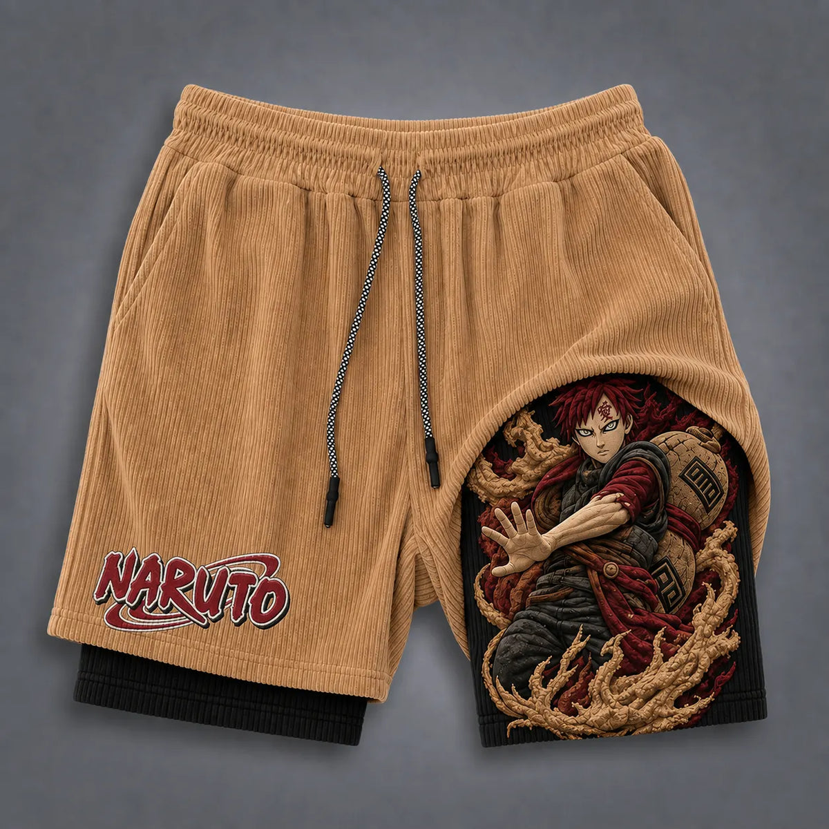 NINDO Unisex Double-layer Shorts With Anime Print