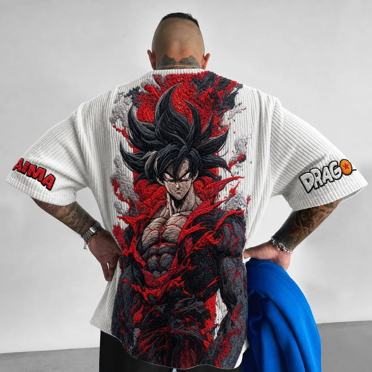 Dragon Ball Unisex Anime-Style Retro Corduroy Oversized T-Shirt