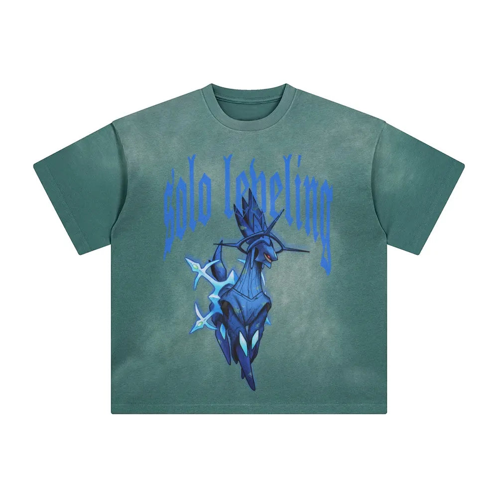 SL-Unisex Anime Inspired Washed  Vintage T-Shirt