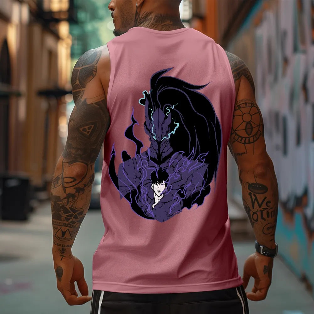 SL-Oversized Anime Print Gym Tank Top