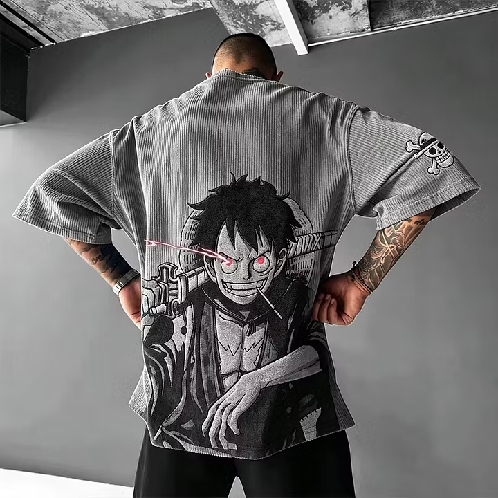 One Piece Anime Vintage Waffle Knit T-Shirt