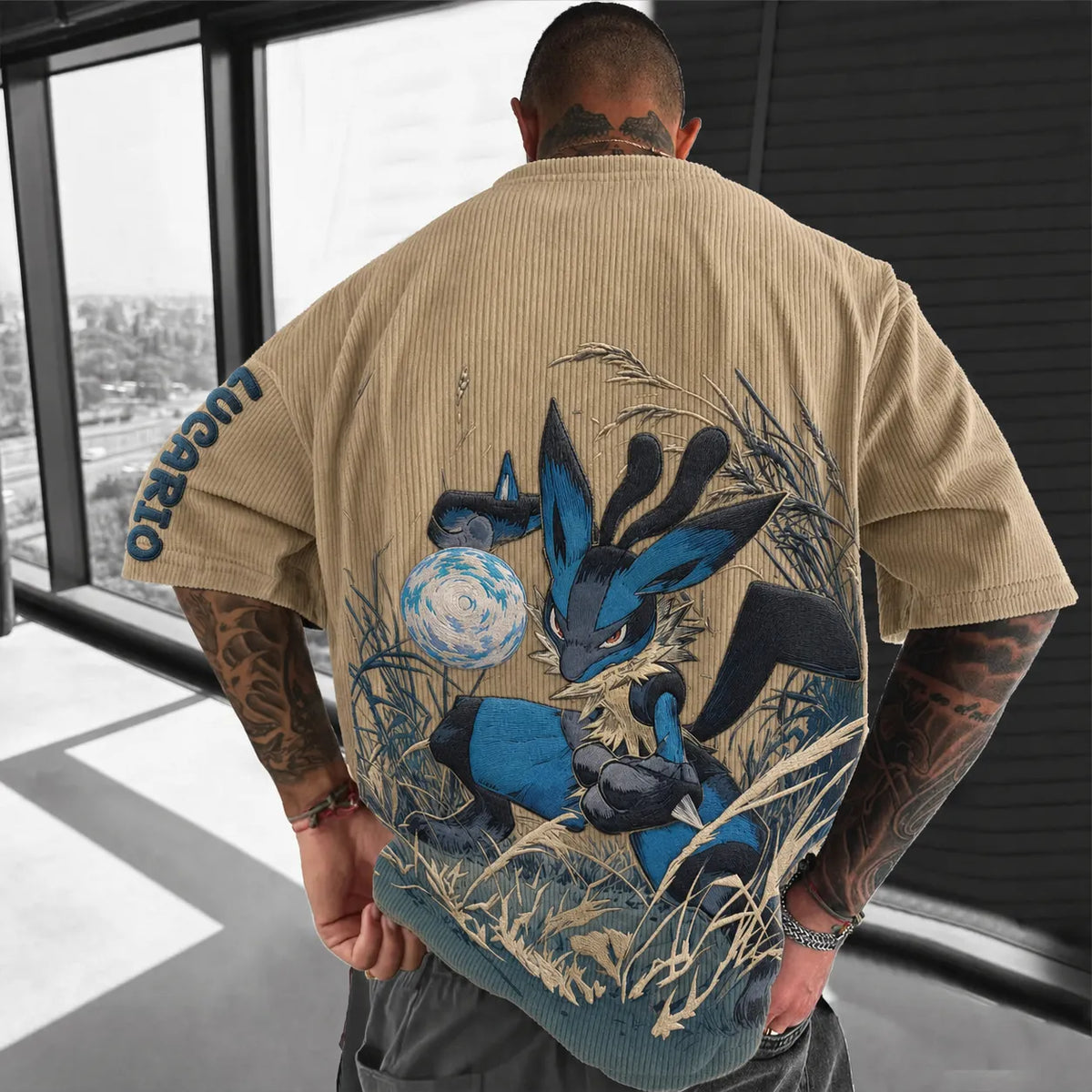Pokémon Unisex Anime-Style Retro Corduroy Oversized T-Shirt