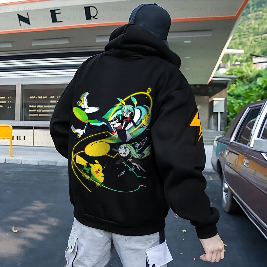 PKM-Unisex Anime Inspired Vintage Plush Hoodie