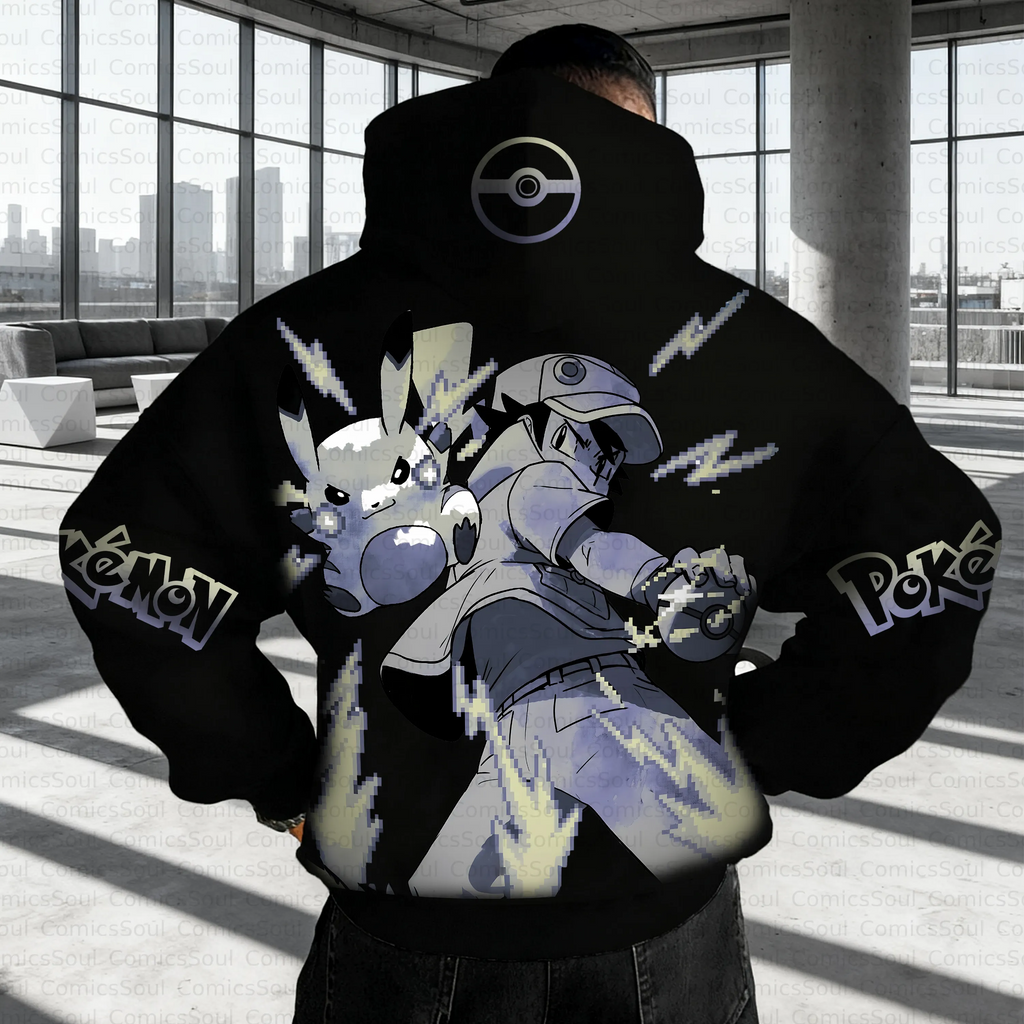PKM-Unisex Anime Inspired Vintage Plush Hoodie