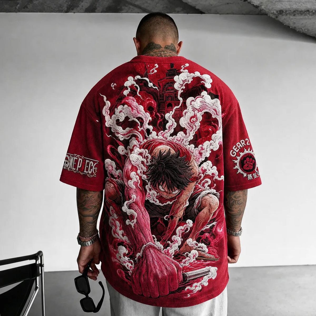 One Piece Unisex Short-Sleeve Corduroy T-Shirt With Anime Print