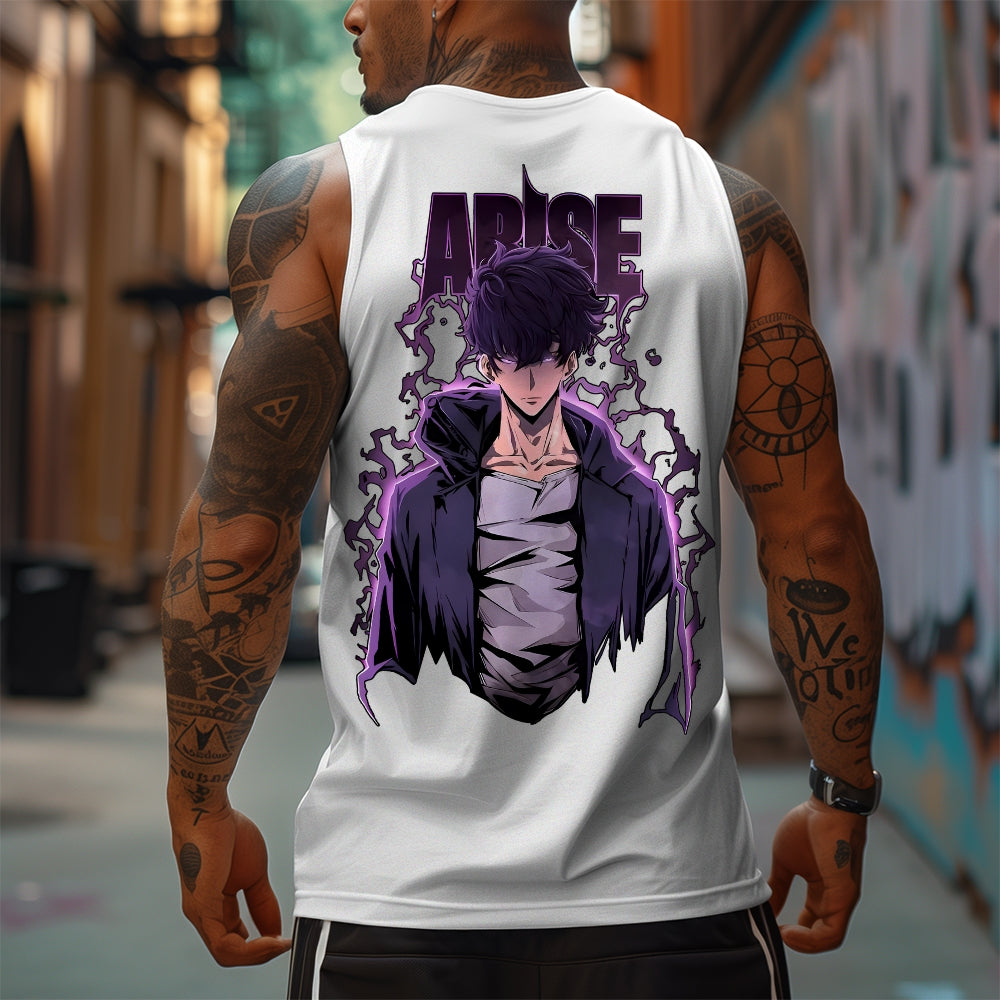 SL-Oversized Anime Print Gym Tank Top