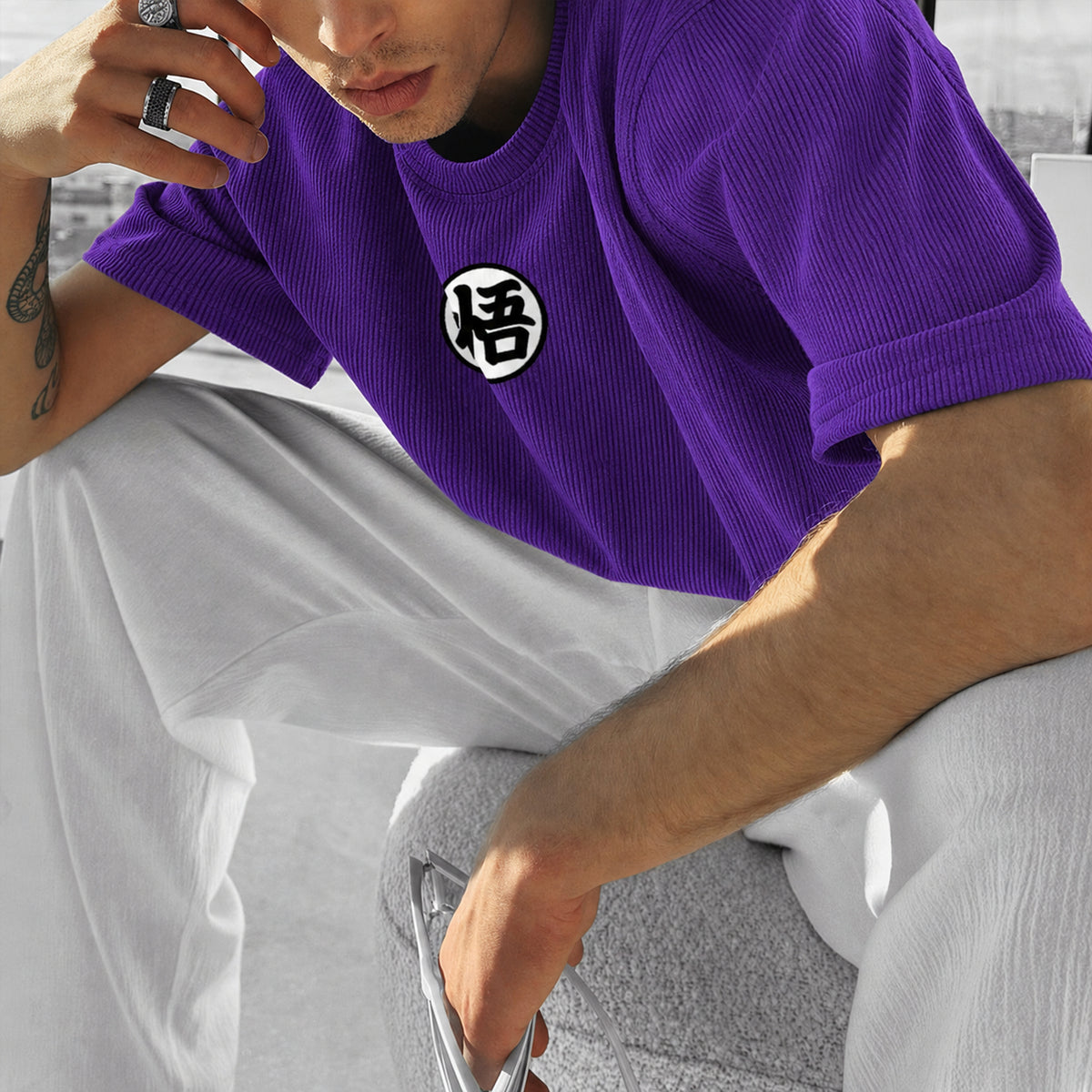 Dragon Ball Unisex Anime-Style Retro Corduroy Oversized T-Shirt