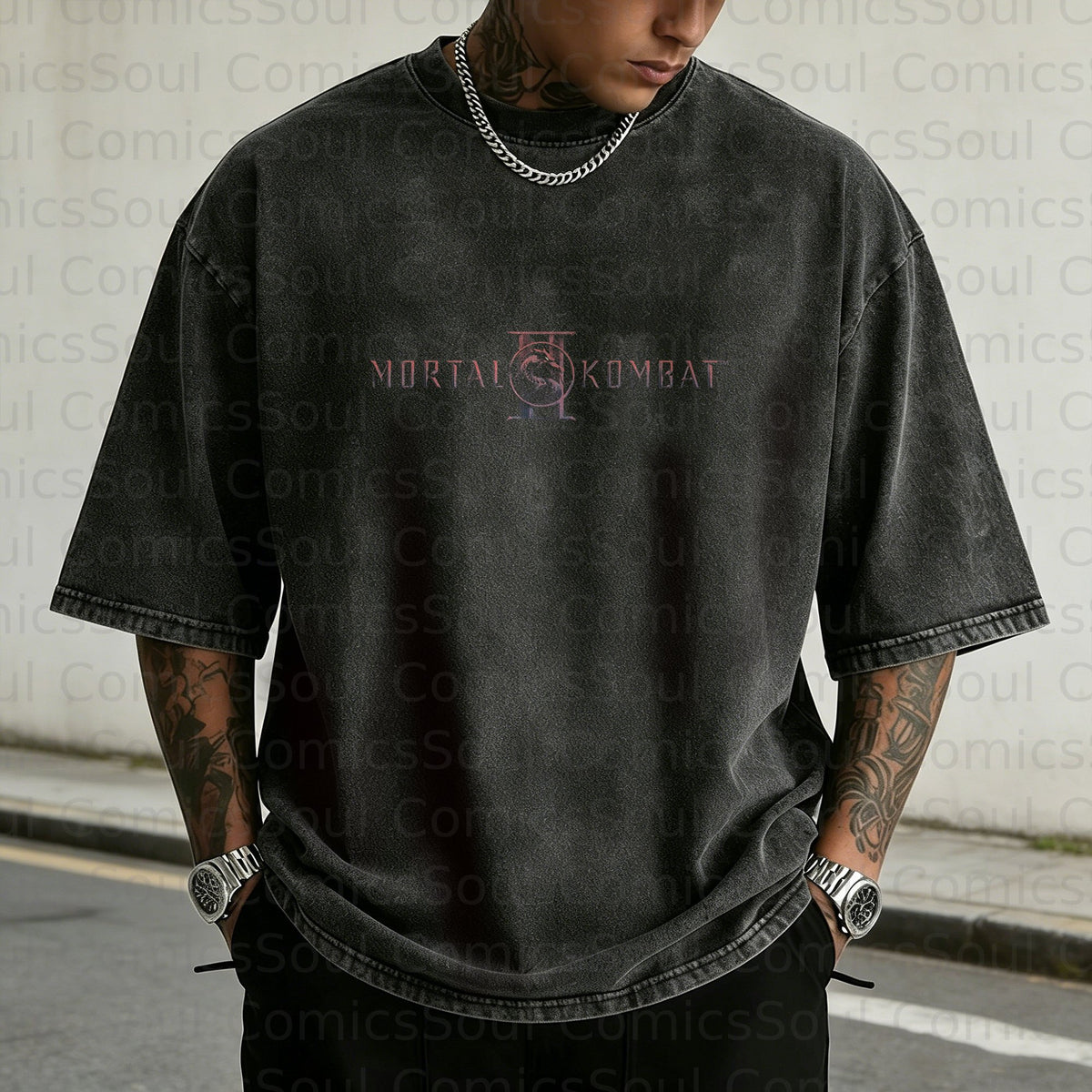 MK-Unisex Anime Inspired Vintage Washed T-Shirt
