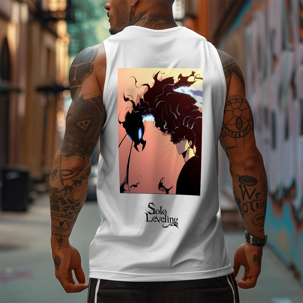 SL-Oversized Anime Print Gym Tank Top