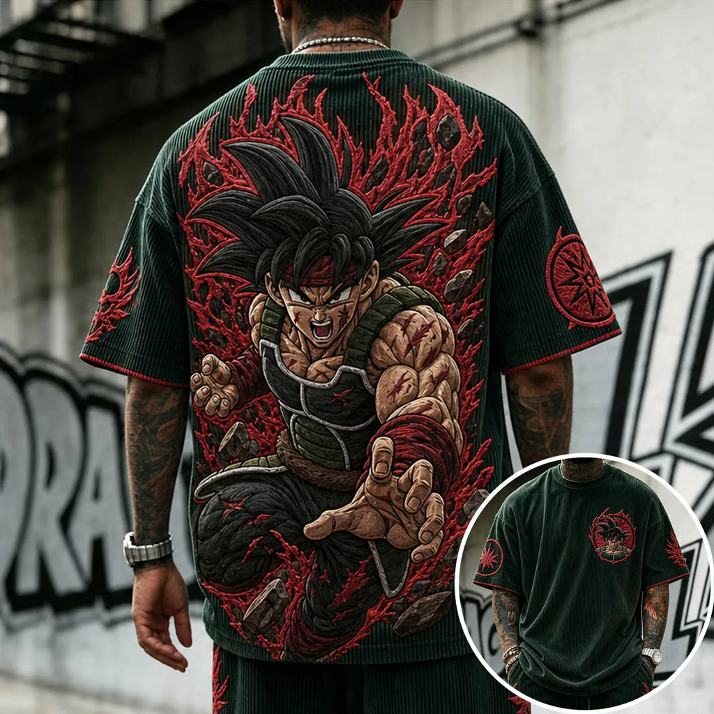 Dragon Ball Unisex Anime-Style Retro Corduroy Oversized T-Shirt