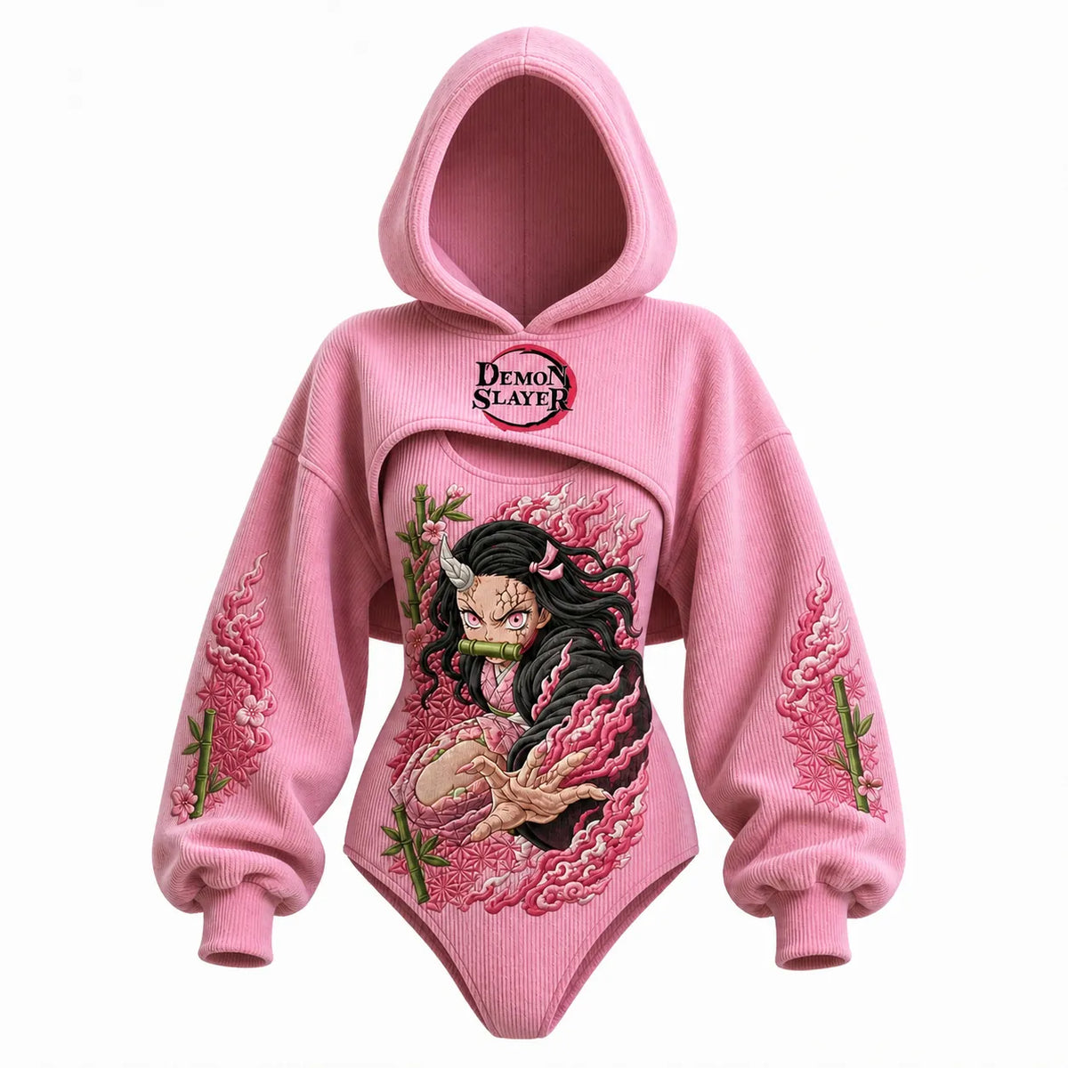 KNY Women's Anime-Print Hooded Romper Set