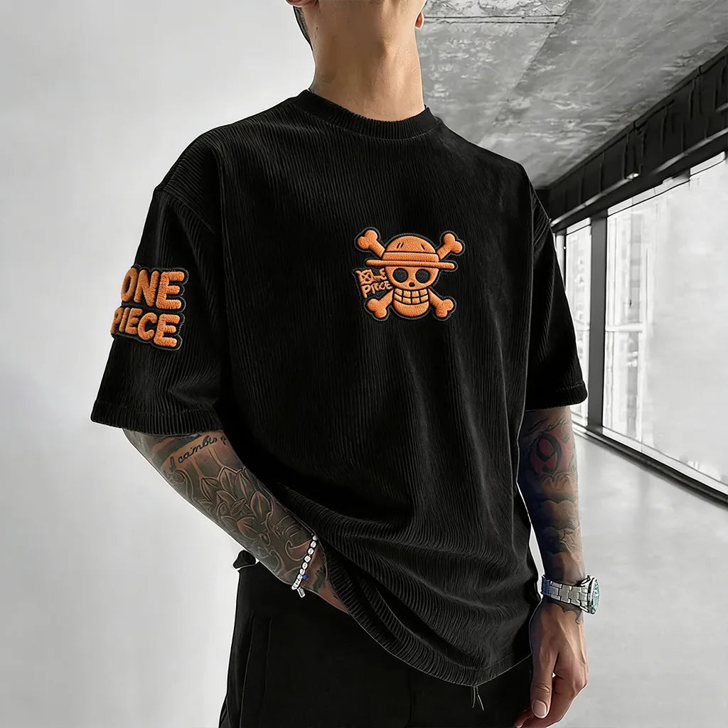 One Piece Unisex Anime Inspired Vintage Corduroy T-Shirt
