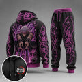 KNY Vintage Anime Print Long Sleeve Drawstring Tracksuit Hoodie Set