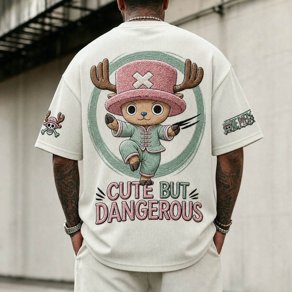 One Piece Unisex Short-Sleeve Corduroy T-Shirt With Anime Print