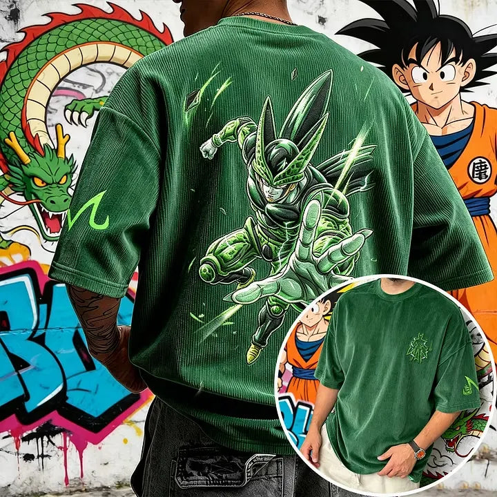 Dragon Ball Anime-Inspired Vintage Waffle Knit T-Shirt