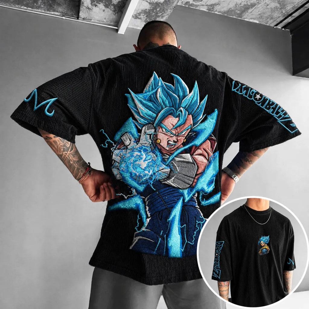 Dragon Ball Unisex Anime-Style Retro Corduroy Oversized T-Shirt