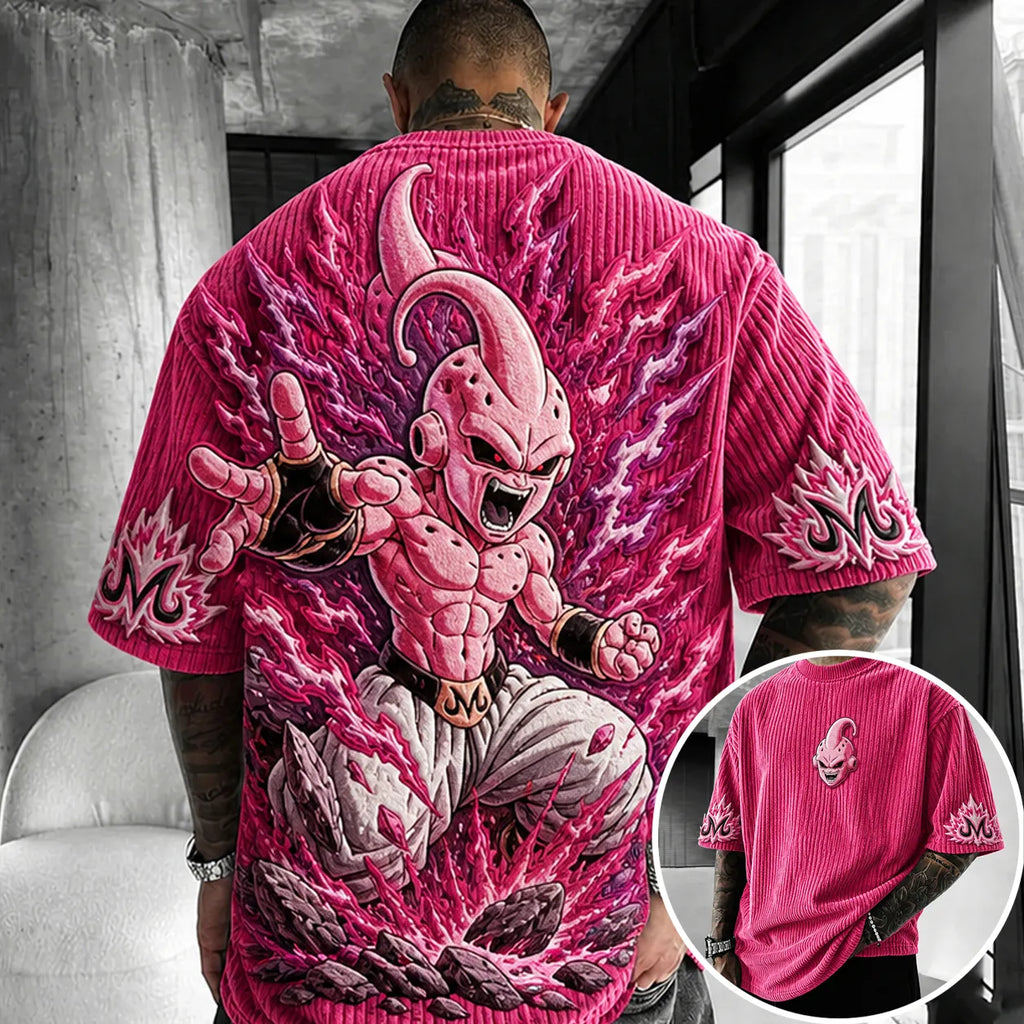 Dragon Ball Unisex Anime-Style Retro Corduroy Oversized T-Shirt