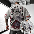 NINDO Unisex Oversized Anime-Print Vertical-Stripe Short-Sleeve T-Shirt