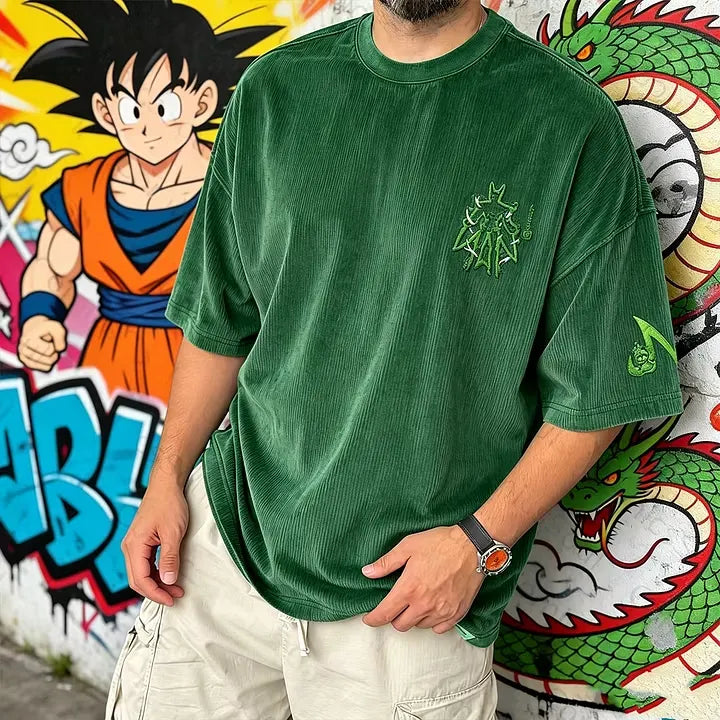 Dragon Ball Anime-Inspired Vintage Waffle Knit T-Shirt