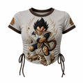 Dragon Ball Women's Slim-Fit Short-Sleeve T-Shirt With Anime Print And Side Drawstrings