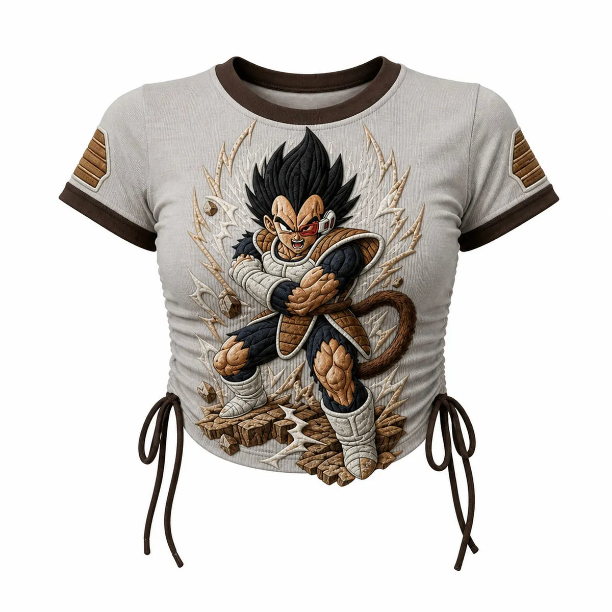 Dragon Ball Women's Slim-Fit Short-Sleeve T-Shirt With Anime Print And Side Drawstrings